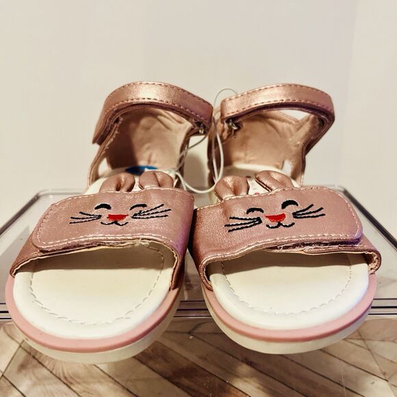 Rampage Girls 10 Pink Metallic Bunny Ears Sandals Rabbit Smile Fluffy Fur Tail - Picture 9 of 9